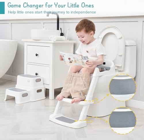 Forbena toddler toilet trainer step stool ladder with non slip steps and handles