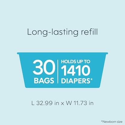 Side view of Diaper Genie Easy Roll Refill box with specifications