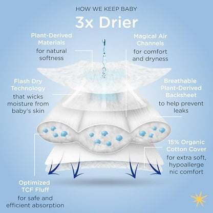 Healthybaby newborn diapers highlighting plant-derived material features