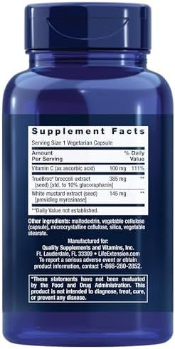Life Extension broccoli seed extract supplement with myrosinase for advanced sulforaphane bioavailability