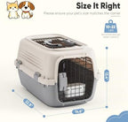 DUMOS 23" Hard-Sided Pet Carrier for Small Dogs & Cats, Airline Approved Travel Crate with Enhanced Security Latches, Front & Top Load Wire Door, Food Bowl for Traveling, Hiking, Camping - Beige&Grey - Image 6