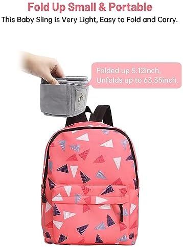 Premium imported toddler sling carrier highlighting the wide shoulder distribution for weight relief.