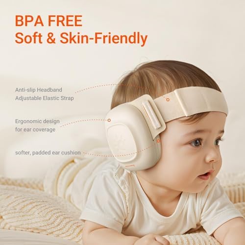 Soft memory foam ear cup detail of Mamazing earmuffs