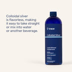 Trace Minerals vegan colloidal silver 16 fluid ounce bottle side angle