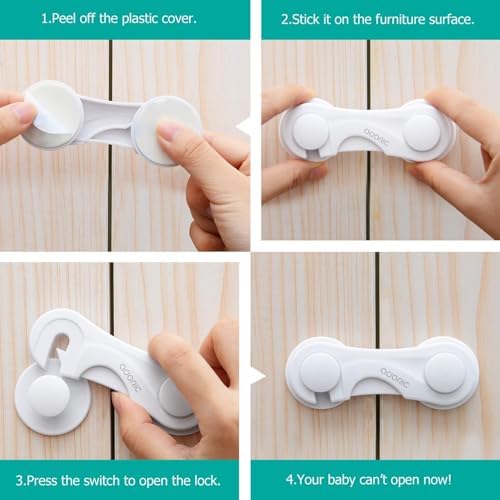 Close up of Adoric no-drill baby safety adhesive lock