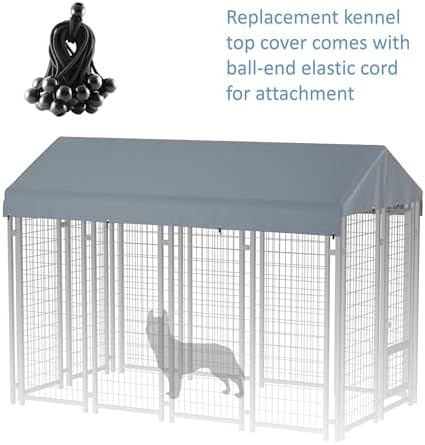 Weatherproof large outdoor dog cage topper shield installed on metal frame