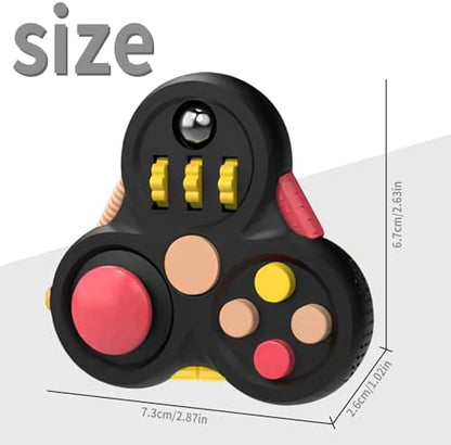 Yrissmiss ADHD sensory cube toy back view illustrating the diverse rolling gears and switches.
