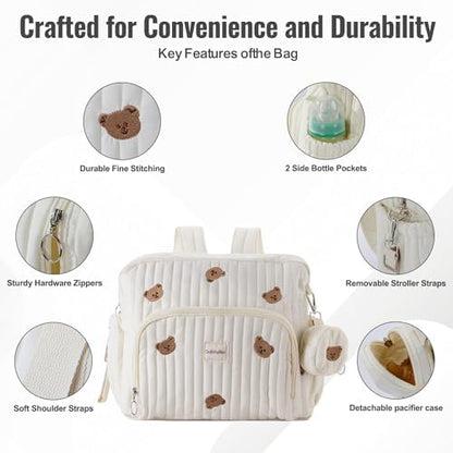 GOBABYMART maternity backpack showing front insulated bottle storage pockets