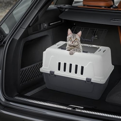 Magshion plastic cat kennel secure side latches close up view