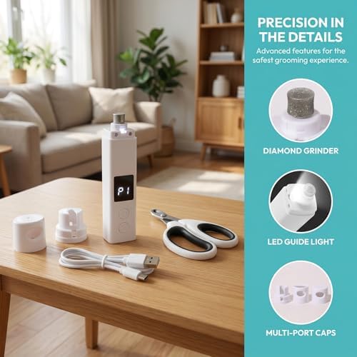 Rechargeable dog claw shaver with Type-C charging cable and accessories