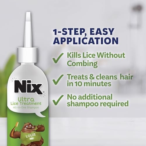 Nix all in one lice shampoo bottle close up