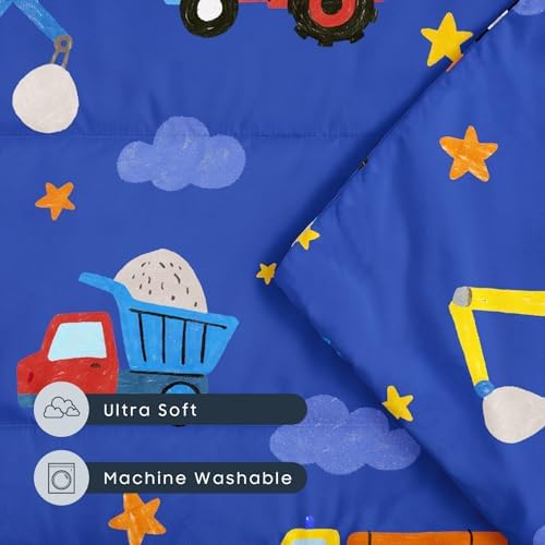 Wake In Cloud imported toddler nap mat showcasing close-up texture of truck pattern.