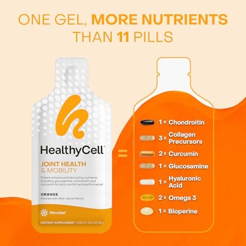 Healthycell Joint Health & Mobility Daily Liquid Supplement - Joint Support Supplement, Inflammation Response, Cartilage & Flexibility with Curcumin, Glucosamine & Chondroitin - 30 Gel Packs - Image 5