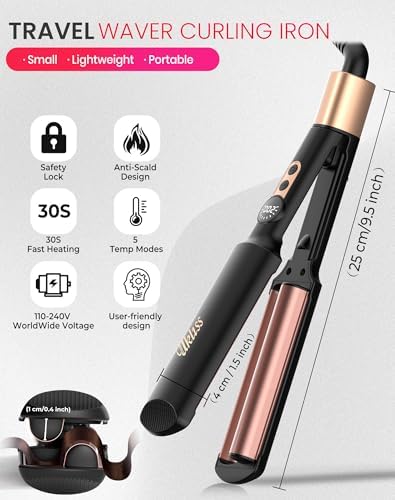 Side view of the 2 barrel mini beach wave hair styler demonstrating the ergonomic grip