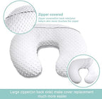White and khaki nursing pillow covers on a support pillow