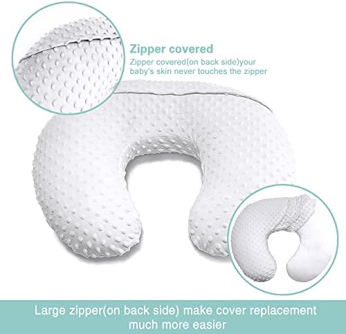 White and khaki nursing pillow covers on a support pillow