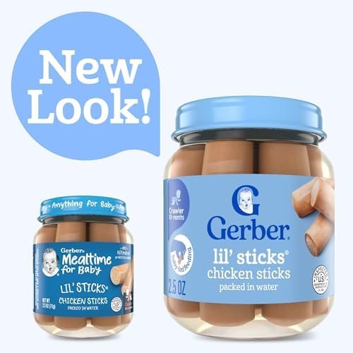 Pack of 10 Gerber chicken sticks jars for crawlers