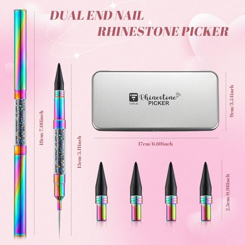 Four piece gemstone placement tool set with electroplating finish for manicures