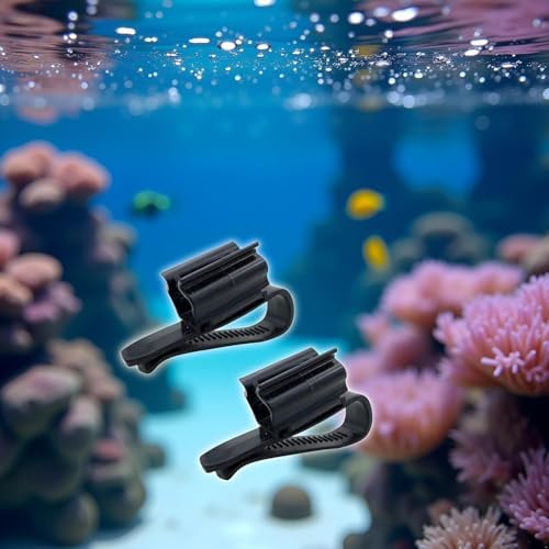 Durable plastic aquarium water tube holder attached securely to a water change bucket edge.