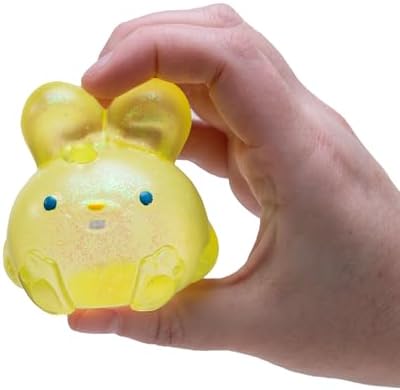 Close up of the shimmering glitter particles suspended inside the Schylling Needoh bunny body