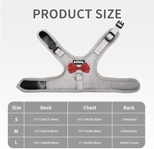 Aiitle small puppy harness pack containing the grey bow vest and matching walking leash