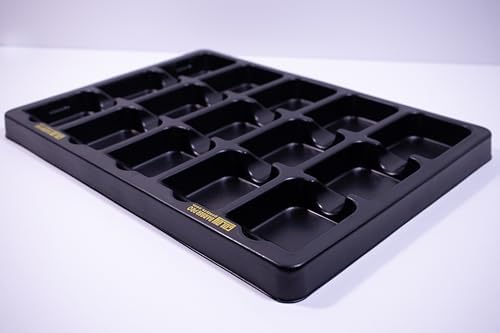 Portable barber accessory tray for fifteen hair cutting guards showing lightweight side profile dimensions
