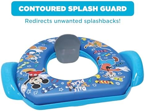 USA imported Disney toddler toilet seat showing detachable splash guard and underneath structure