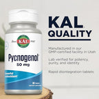 Close up of KAL Pycnogenol supplement bottle cap and neck seal