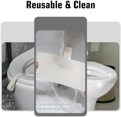 Under seat perspective of the Storchenbeck premium splash guard blocking bathroom mess