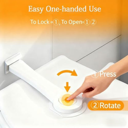 Firstblow two pack toilet locks showing both pieces side by side in a clean bathroom setting.