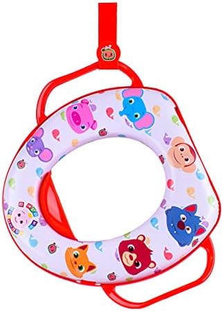 CoComelon soft cushioned potty seat packaged view demonstrating authentic USA imported branding