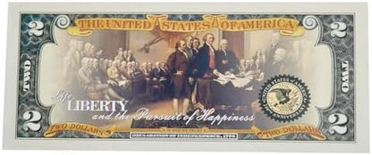 LEKA NEIL declaration of independence signing artwork on genuine two dollar bill
