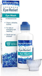 Sterile eye cup included with Bausch and Lomb eye wash for easy application