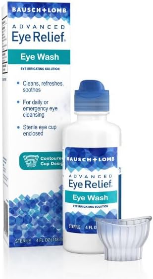 Sterile eye cup included with Bausch and Lomb eye wash for easy application