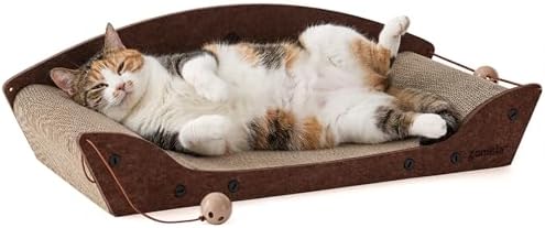 ZOMISIA extra large cat scratching couch side view with durable brown felt frame