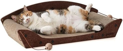 ZOMISIA extra large cat scratching couch side view with durable brown felt frame