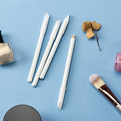 PAGOW sharpenable white cosmetic pencils illustrating the durable wood and pigment core.