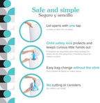 PurePail classic diaper pail child safety lock feature close up