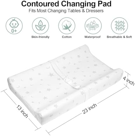 Beianpp contoured foam changing pad with grey star cover