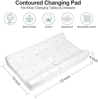 Beianpp contoured foam changing pad with grey star cover