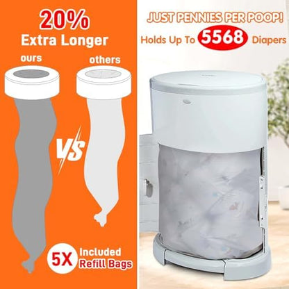High capacity replacement liners compatible with Dekor Plus diaper disposal systems.