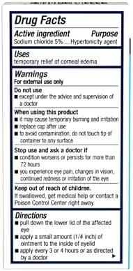 Authentic USA imported sodium chloride hypertonicity ophthalmic ointment tube showing dosage instructions