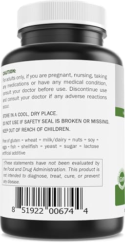 Brieofood Chromium Picolinate 1000 Mcg dietary supplement side label showing ingredient facts