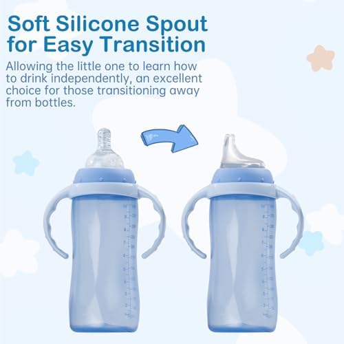 Complete pack of eight clear replacement spouts arranged neatly for baby cup maintenance