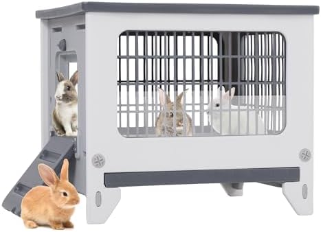 Rabbit Hutch Outdoor Indoor Plastic Waterproof Bunny Cage Enclosure Chew-Proof Rabbit House Guinea Pig Cage Pet House for Small Animals, One Room - Image 2