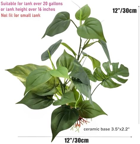 M2cbridge green artificial aquarium plant with weighted ceramic rock base