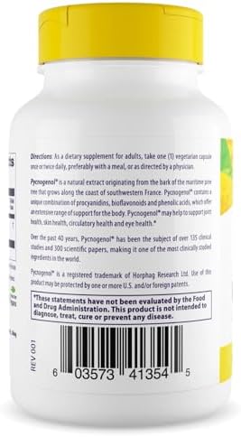 Healthy Origins pine bark extract capsule supplement facts panel