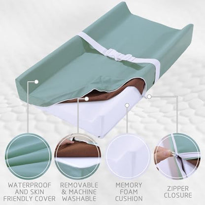 Side view of Hombys memory foam baby changing mattress