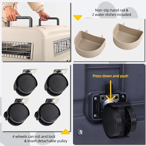 Elevon large travel dog kennel with fold down handles in upright position