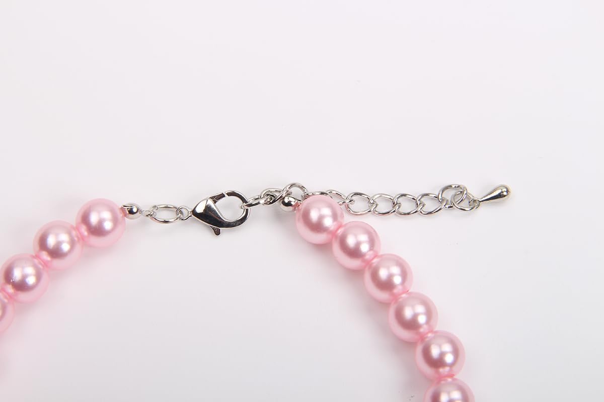 Packaging and overview of the small sized pink pet necklace for small dog breeds